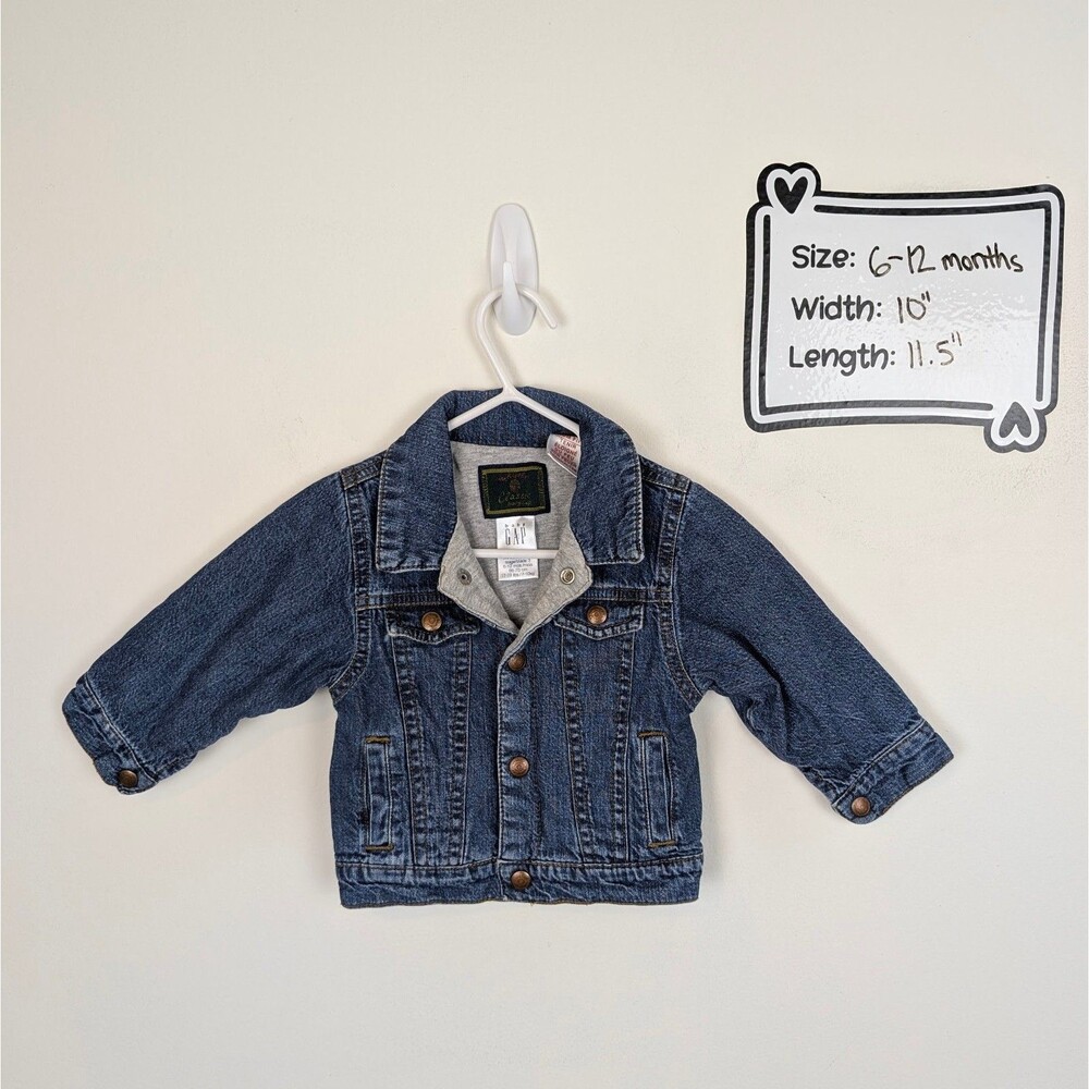 Baby Gap Vintage 2001 Denim Jean Jacket Size 6-12 Months Classic Perfect Fit